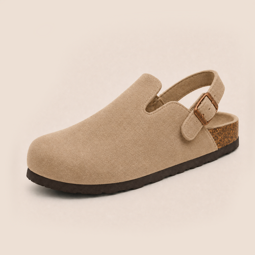 Genuine Suede Backstrap Clogs by Qomfort